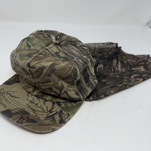 Vintage Realtree Hat Mens Camo Snapback Hunting Face Mask Cap 90s Made in USA - Picture 1 of 9